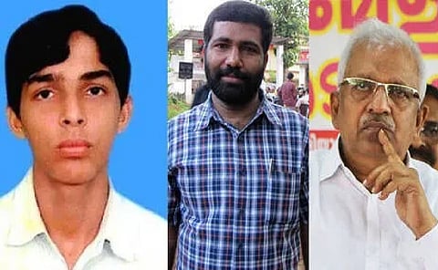 Shukoor (L)senior CPI(M) leaders P Jayarajan  (R) and former MLA T V Rajesh (M)