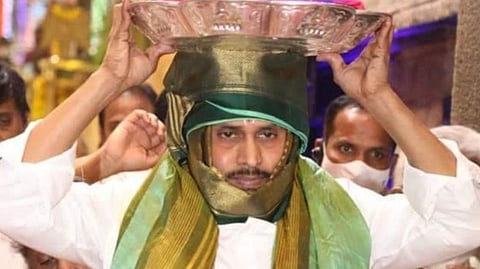 File picture of Jagan visiting Tirumala temple in 2020.