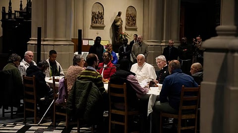 Pope Francis during  a discussion at The Catholic University of Louvain, Belgium