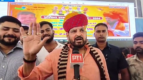 BJP leader Brij Bhushan Sharan Singh speaks with the media during a programme, on Tuesday, Oct. 8, 2024.