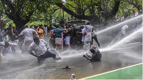 Youth congress protest demanding Kerala CM's resignation