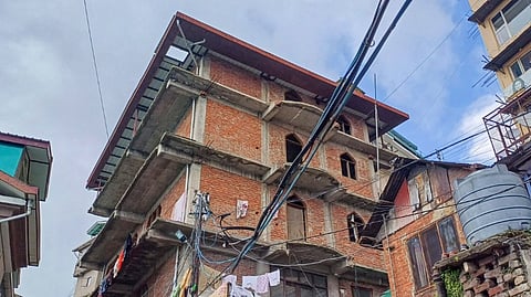 View of the parts of an alleged illegally constructed mosque, at Sanjauli in Shimla, Thursday, Oct. 10, 2024.