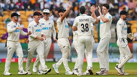 New Zealand team won the first cricket test against India in a  three match series