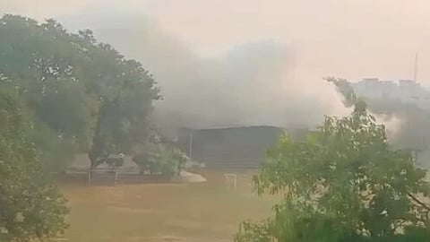 The blast site near a CRPF school in Prashant Vihar area in Delhi's Rohini