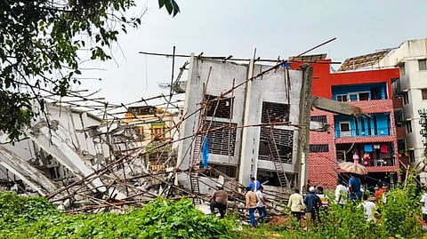 The under-construction building that collapsed at Hennur, in Bengaluru, Tuesday, Oct. 22, 2024. 