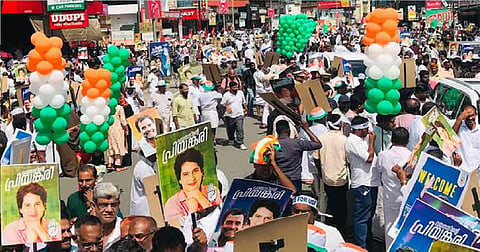 Congress general secretary Priyanka Gandhi's roadshow commences ahead of filing her nomination for Wayanad LS bypoll. 