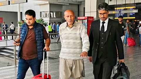 Awami Ittehad Party (AIP) chief Sheikh Abdul Rashid alias Engineer Rashid, arrives in New Delhi, Monday, Oct. 28, 2024. 