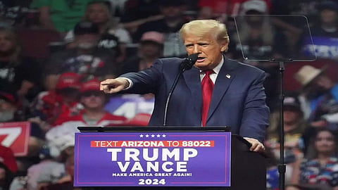 Former President Donald Trump addresses his supporters