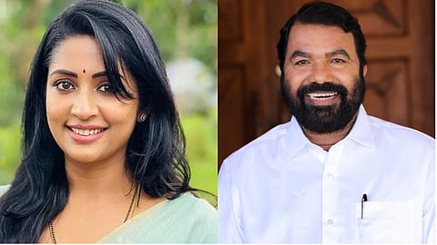 Malayalam film actress Navya Nair and Kerala General Education Minister V Sivankutty