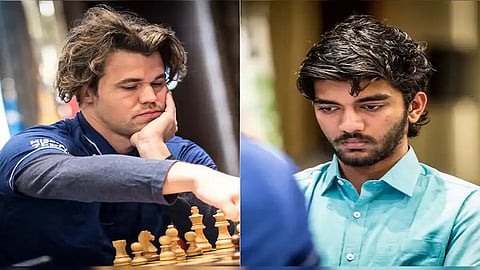 Magnus Carlsen and Gukesh Dommaraju