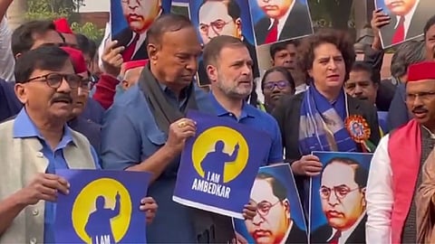 NDA, INDIA bloc MPs hold protest marches in parliament premises over Ambedkar issue 