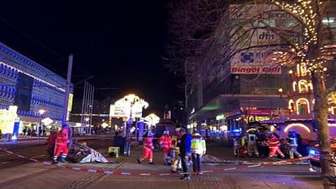A scene from Magdeburg Christmas market after the tragedy 