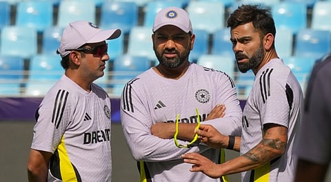 India's coach Gautam Gambhir, Rohit Sharma and Virat Kohli