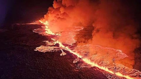A volcano began erupting in southwestern Iceland on Tuesday