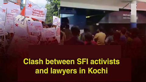 A clash broke out between lawyers and a group of students, allegedly SFI activists in Kochi