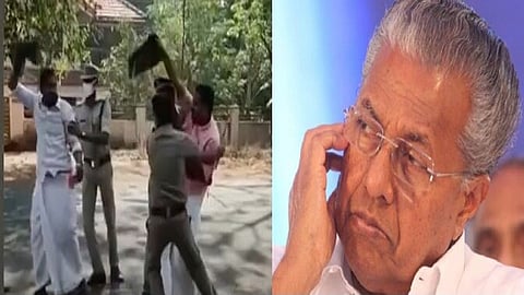Activists of KSU and Youth Congress waved black flags at Kerala CM P Vijayan