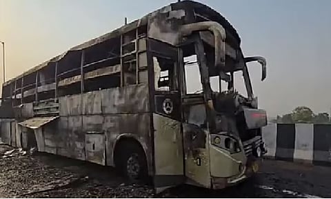 Five killed as moving bus catches fire in Lucknow  
