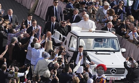 Pope Leo XIV takes first popemobile ride through St. Peter's Square ahead of installation