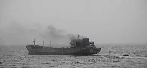Indian Navy contains fire on board vessel with 14 Indian crew  