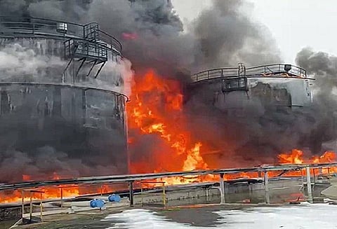 Ukrainian drone attack sparks massive fire at Russian oil depot near Sochi
