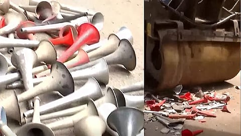 Around 500 illegal air horns destroyed by MVD in Kochi