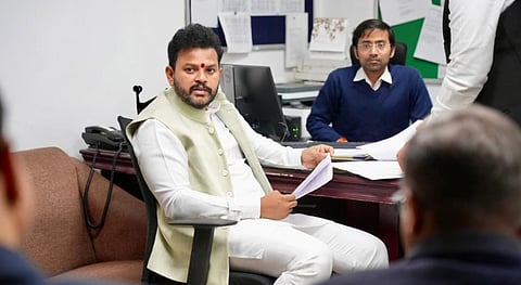 Civil Aviation Minister Kinjarapu Ram Mohan Naidu visits an ATC control centre on Dec. 5, 2025, following widespread flight cancellations and delays by IndiGo, in New Delhi.