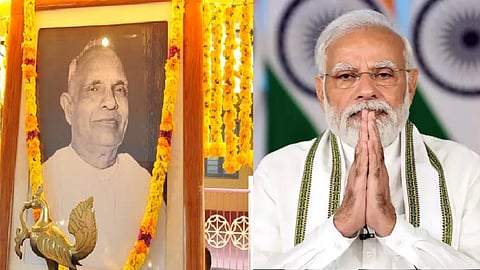 Mannathu Padmanabhan (L), PM Modi  (R)
