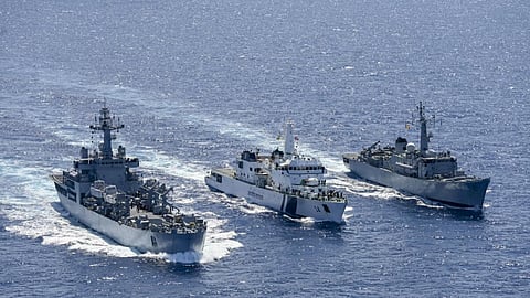 Indian Navy training squadron on port call in Singapore