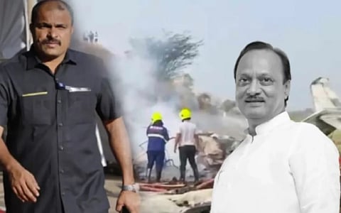 Baramati air crash: Ajit Pawar's (R) security officer Jadhav (L)  cremated in Satara