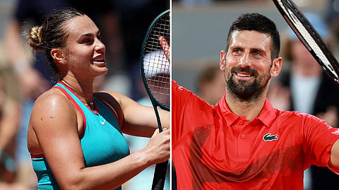  Aryna Sabalenka  (L), Djokovic (R)
