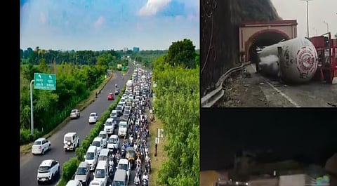 Gas tanker overturns, cripples traffic overnight on Mumbai-Pune Expressway 	