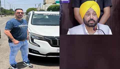  Punjab Aam Aadmi Party leader Lucky Oberoi  (L),Chief Minister Bhagwant Mann  (R)