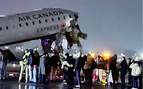 An Air Canada flight collided with a Port Authority vehicle after landing at LaGuardia Airport on Sunday