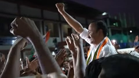 Party workers gave Congress leader V D Satheesan a warm and enthusiastic welcome upon his arrival at the Ernakulam railway station.