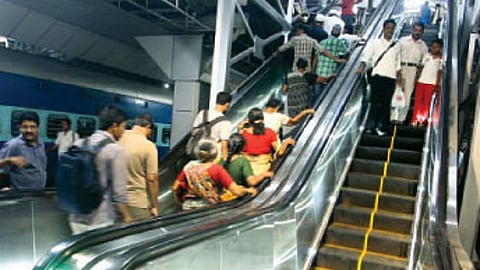 Passenger escalator at Thiruvananthapuram Central Railway Station.