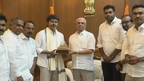 Vijay calls on TN Governor, stakes claim to form govt