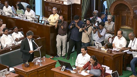 Tamil Nadu CM Joseph Vijay speaks in the state Assembly during floor test, in Chennai on May 13, 2026.