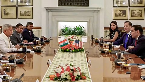 External Affairs Minister S Jaishankar speaks during a bilateral meeting with US Secretary of State Marco Rubio, in New Delhi on May 24, 2026.