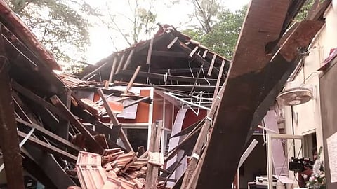 Collapsed building at the Government School campus in Attakulangara.
