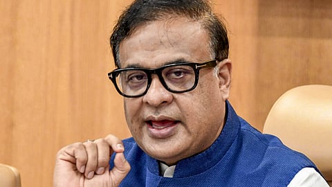 Assam Chief Minister Himanta Biswa Sarma addresses a press conference at Lok Sewa Bhawan, in Guwahati, Assam, Saturday, June 13, 2026.
