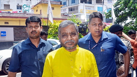 Jharkhand Legislative Assembly LoP and BJP leader Babulal Marandi arrives at a hotel ahead of polls to two Rajya Sabha seats, in Ranchi, Tuesday, June 16, 2026.