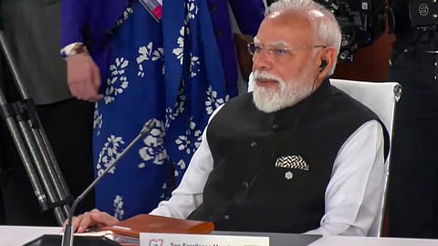 Prime Minister Narendra Modi attends a working session at the G7 Summit, in Evian-les-Bains, France.