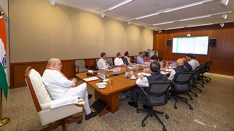 Union Home Minister Amit Shah during a review meeting of the functioning of the National Cybercrime Helpline 1930, in New Delhi on June 17, 2026.