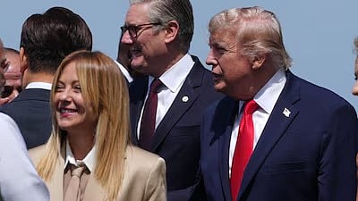 Italian PM Giorgia Meloni (L) with US President Donald Trump at the G7 Summit.