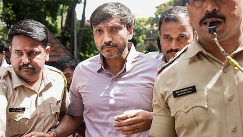 MP Omprakash Raje Nimbalkar arrives during a hearing in the murder case of his father and state Congress leader Pawanraje Nimbalkar and the latter's driver, in Mumbai, Saturday, June 20, 2026. 