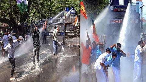 PM SHRI protest turns tense as police use water cannons