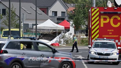 Emergency services at the scene of the crash near Nancy, north-eastern France. 