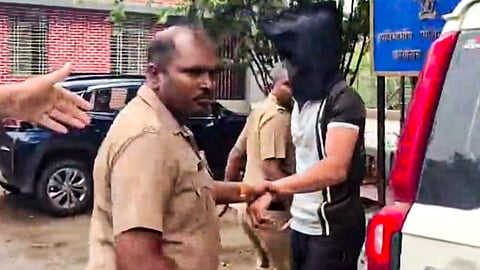Chetan Chaudhary in custody at Lonavala Rural Police Station in connection with the investigation into Pune realtor Ketan Agarwal's death case.
