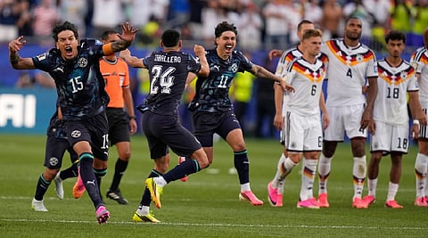 Paraguay upsets Germany on penalty kicks at World Cup after a 1-1 draw through extra time 