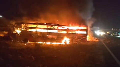 Rajasthan: 8 killed, 24 injured as bus catches fire after ramming truck in Dausa 